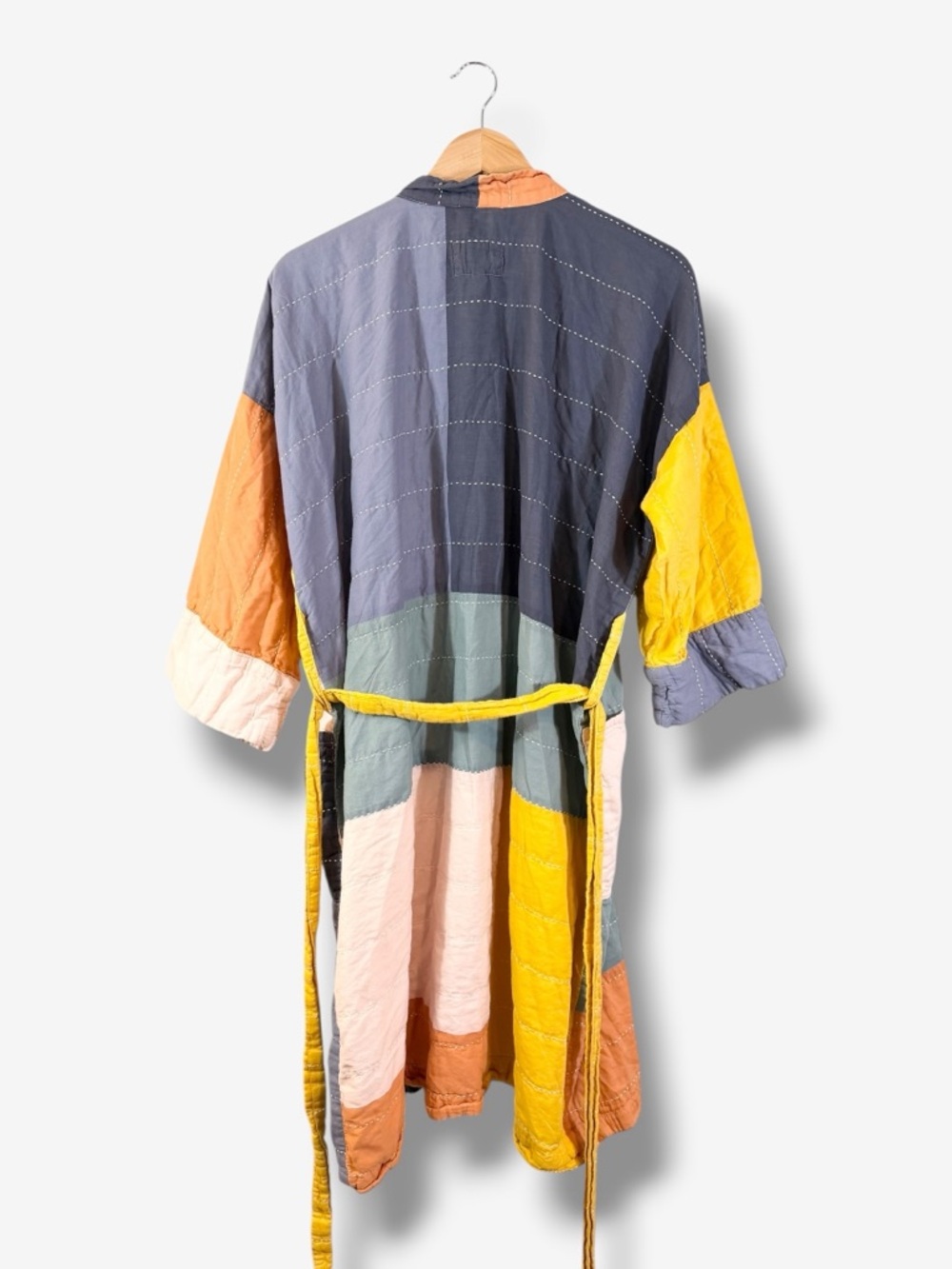 ANCHAL Colorblock Cotton Robe Free People Dolman Kimono Sleeve Boho Loungewear - Picture 12 of 14